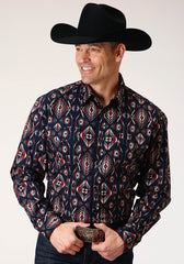 Roper Mens Long Sleeve Snap Blanket Stripe Western Shirt - Flyclothing LLC