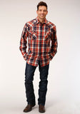 Roper Mens Long Sleeve Snap Unlined Flannel Plaid Shirt Western Shirt - Flyclothing LLC