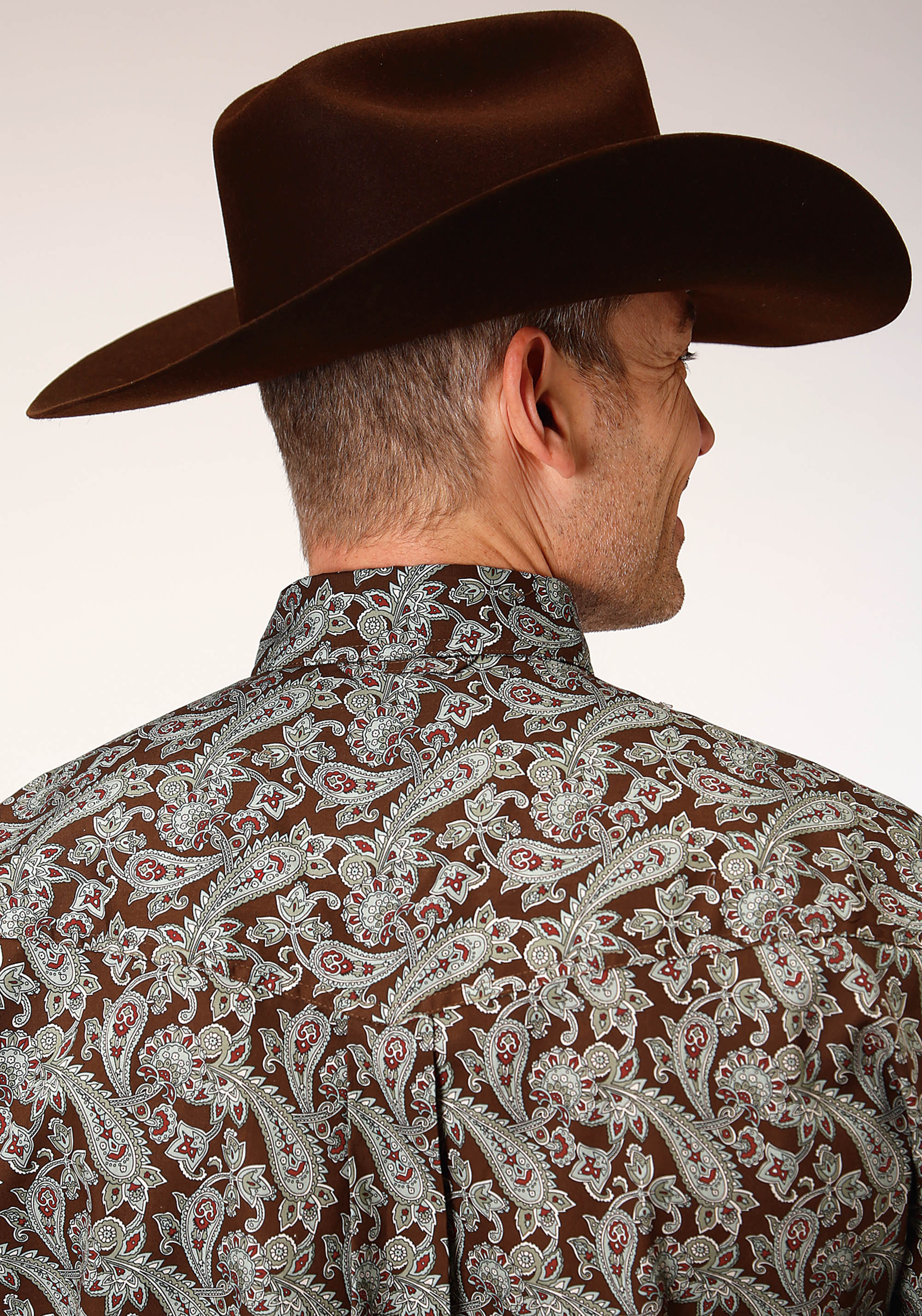 Roper Mens Long Sleeve Button Pine Paisley Western Shirt Tall Fit - Flyclothing LLC