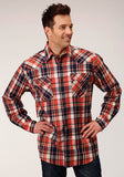 Roper Mens Long Sleeve Snap Unlined Flannel Plaid Shirt Western Shirt Tall Fit