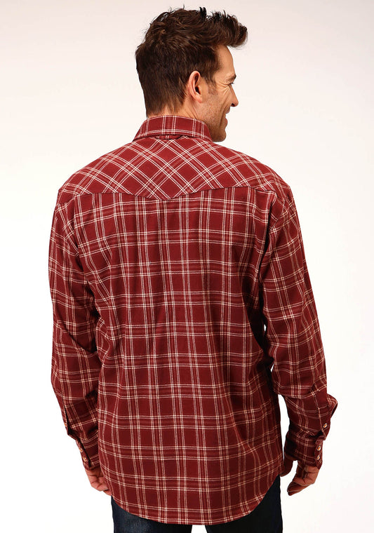 Roper Mens Long Sleeve Snap Unlined Flannel Plaid Shirt Western Shirt Tall Fit - Flyclothing LLC