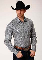 Roper Mens Long Sleeve Snap Medallion Paisley Western Shirt Tall Fit