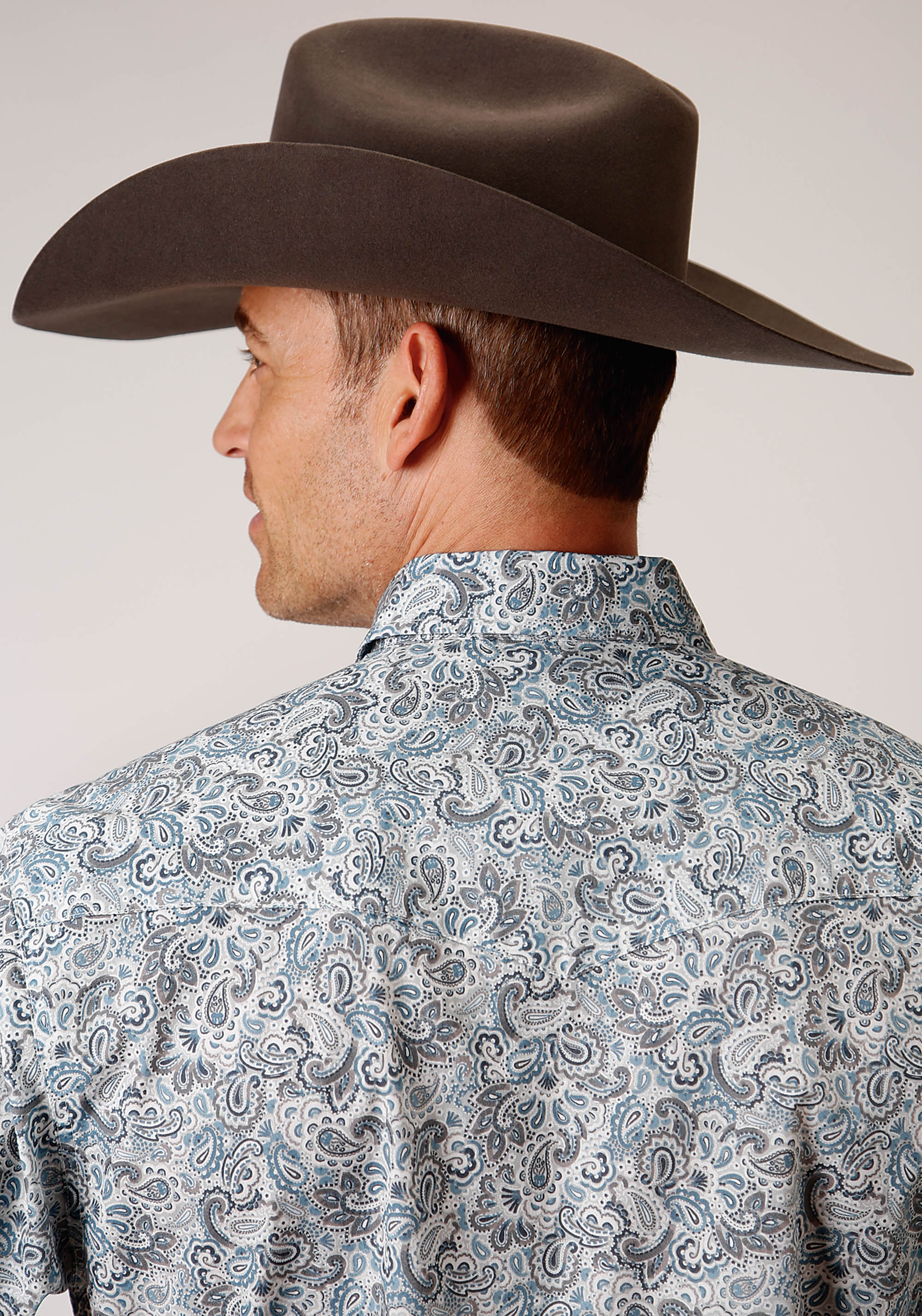 Roper Mens Short Sleeve Snap Vintage Paisley Print Western Shirt - Flyclothing LLC