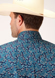 Roper Mens Short Sleeve Button Purple Sage Paisley Western Shirt - Flyclothing LLC