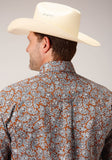 Roper Mens Short Sleeve Button Copper Spring Paisley Western Shirt - Flyclothing LLC