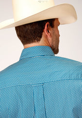 Roper MENS SHORT SLEEVE BUTTON ARROW ROPER PRINT TEAL WESTERN SHIRT - Flyclothing LLC