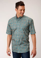 Roper Mens Short Sleeve Button Saddle Paisley Western Shirt