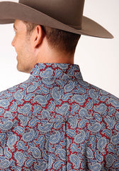 Roper Mens Short Sleeve Button Liberty Paisley Western Shirt - Flyclothing LLC