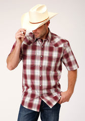 Roper Mens Short Sleeve Snap Red Ombre Western Shirt - Tall Fit