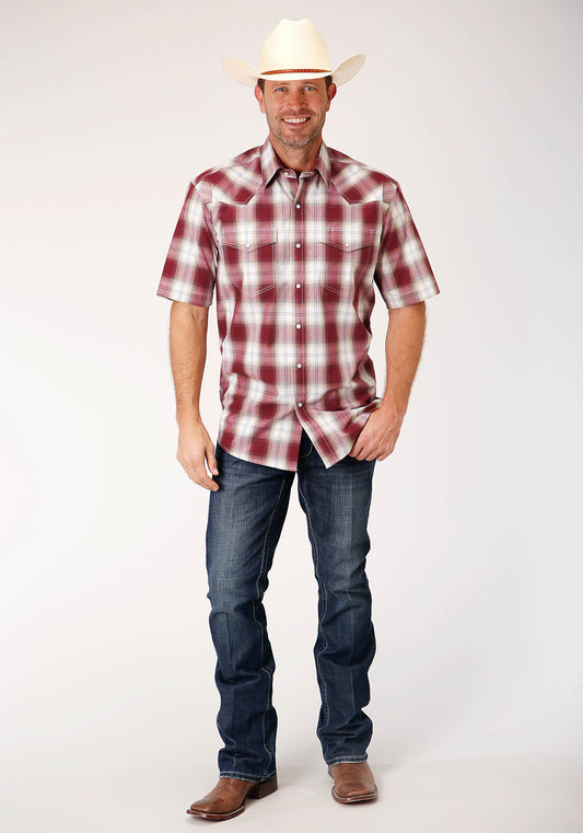 Roper Mens Short Sleeve Snap Red Ombre Western Shirt - Tall Fit - Flyclothing LLC