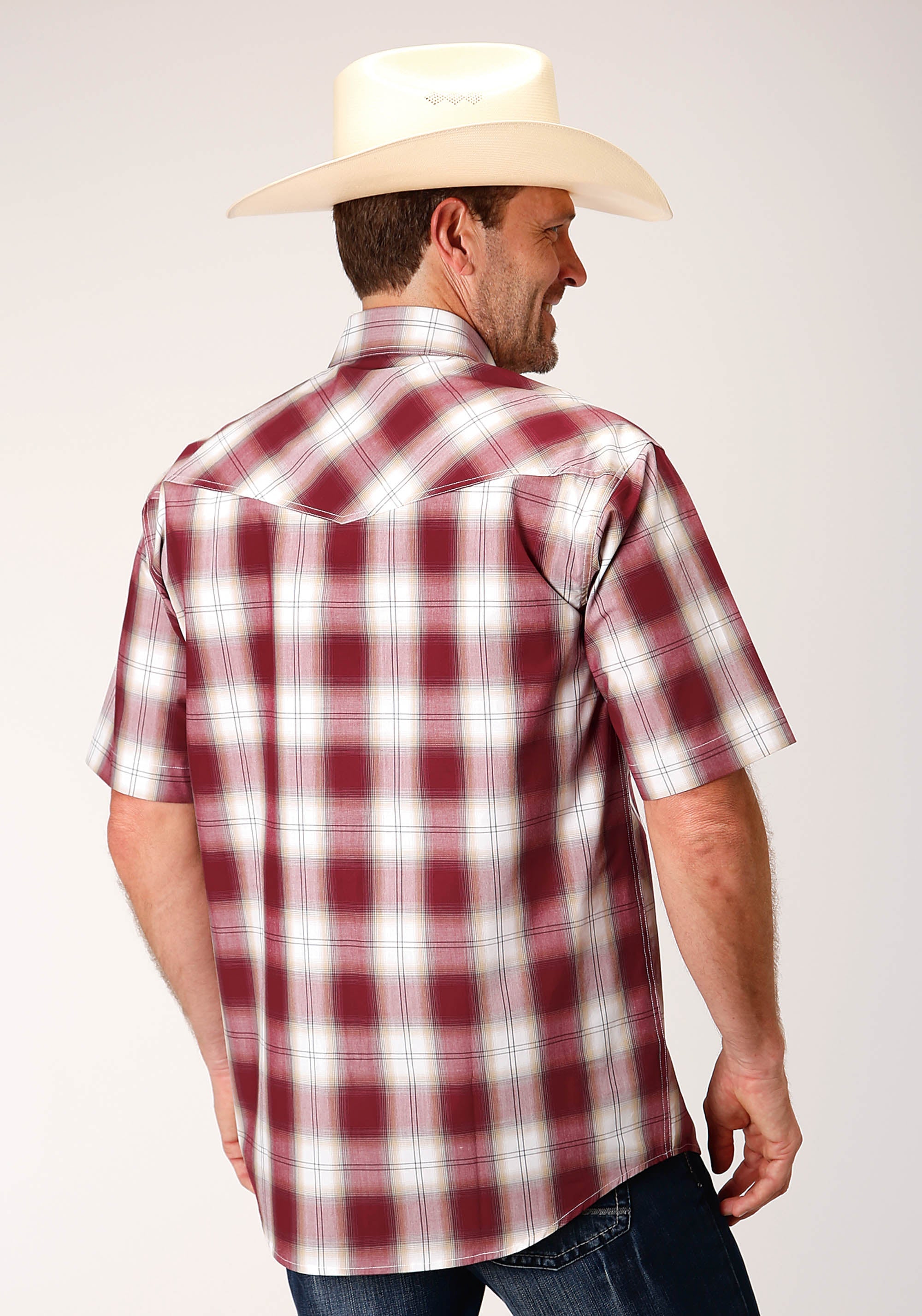 Roper Mens Short Sleeve Snap Red Ombre Western Shirt - Tall Fit - Flyclothing LLC