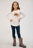 Roper Girls Long Sleeve Knit Poly Rayon Cream Scoop Neck T T-Shirt - Flyclothing LLC