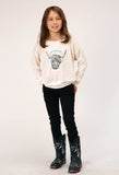 Roper Girls Long Sleeve Knit Poly Rayon Cream Boxy Fit T T-Shirt - Flyclothing LLC