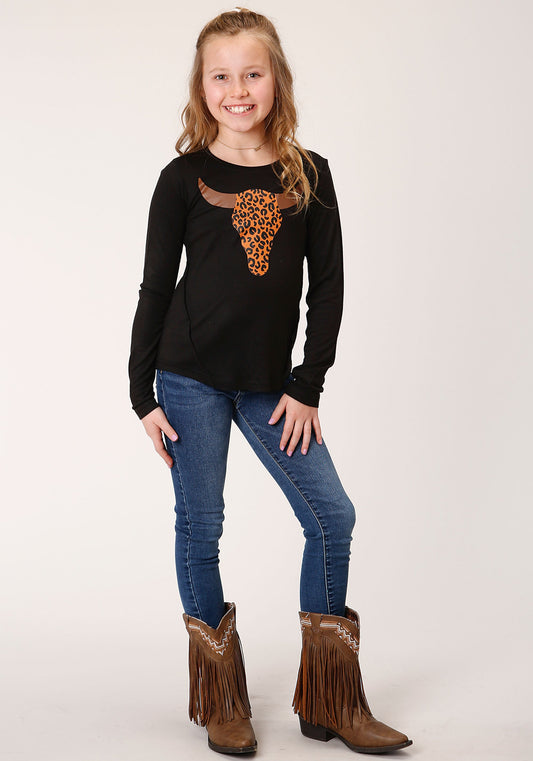 Roper Girls Long Sleeve Knit Poly Rayon Jersey Long Sleeve Scoop Neck T T-Shirt - Flyclothing LLC