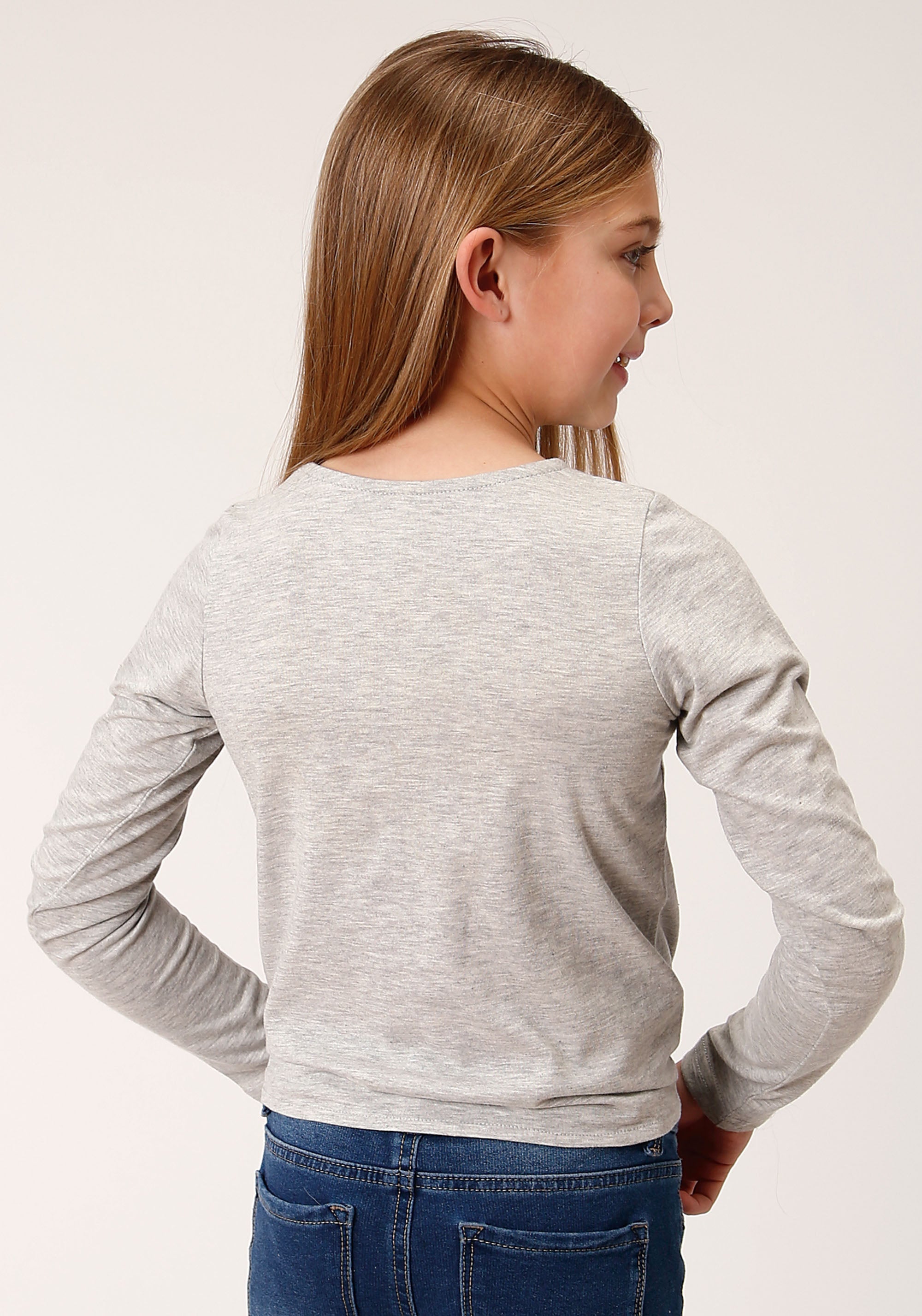 Roper Girls Long Sleeve Knit Poly Rayon Jersey Long Sleeve Scoop Neck T T-Shirt - Flyclothing LLC