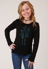 Roper Girls Long Sleeve Knit Poly Rayon Jersey Long Sleeve T T-Shirt