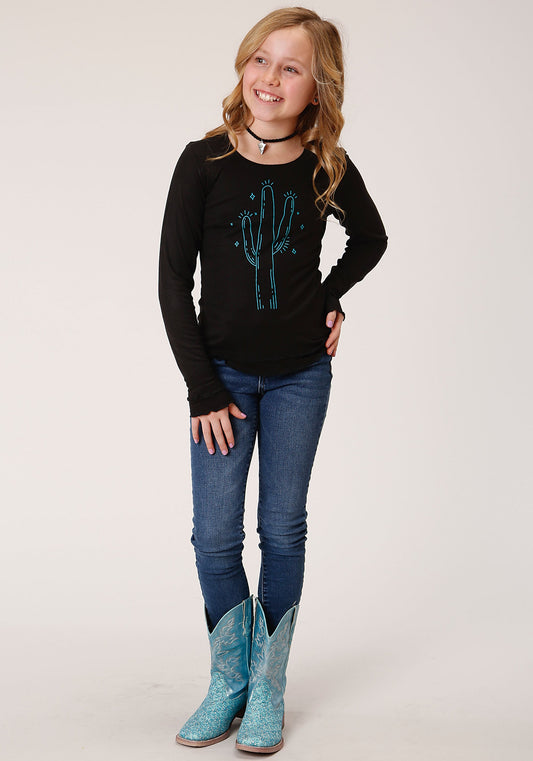 Roper Girls Long Sleeve Knit Poly Rayon Jersey Long Sleeve T T-Shirt - Roper