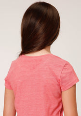 Roper Girls Short Sleeve Knit Coral Poly Rayon Short Sleeve T T-Shirt - Roper