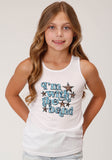 Roper Girls Sleeveless Knit White Poly Rayon Racerback Tankt T-Shirt