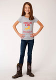 Roper Girls Gray With Ride Like A Girl Screen Print Short Sleeve Knit T-Shirt - Flyclothing LLC