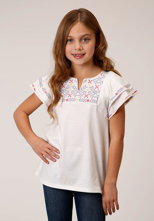 Roper Girls Cotton Milange Short Sleeve Knit T-Shirt