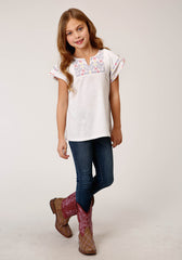 Roper Girls Cotton Milange Short Sleeve Knit T-Shirt