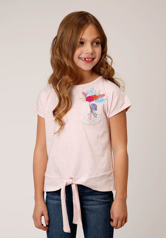 Roper Girls Cotton Milange Short Sleeve Knit T-Shirt - Roper