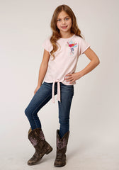 Roper Girls Cotton Milange Short Sleeve Knit T-Shirt - Roper