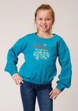 Roper Girls Long Sleeve Knit Poly Rayon Long Sleeve French Terry T Sweatshirt