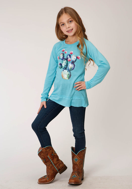 Roper Girls Long Sleeve Knit Poly Rayon Jersey Long Sleeve T T-Shirt - Roper