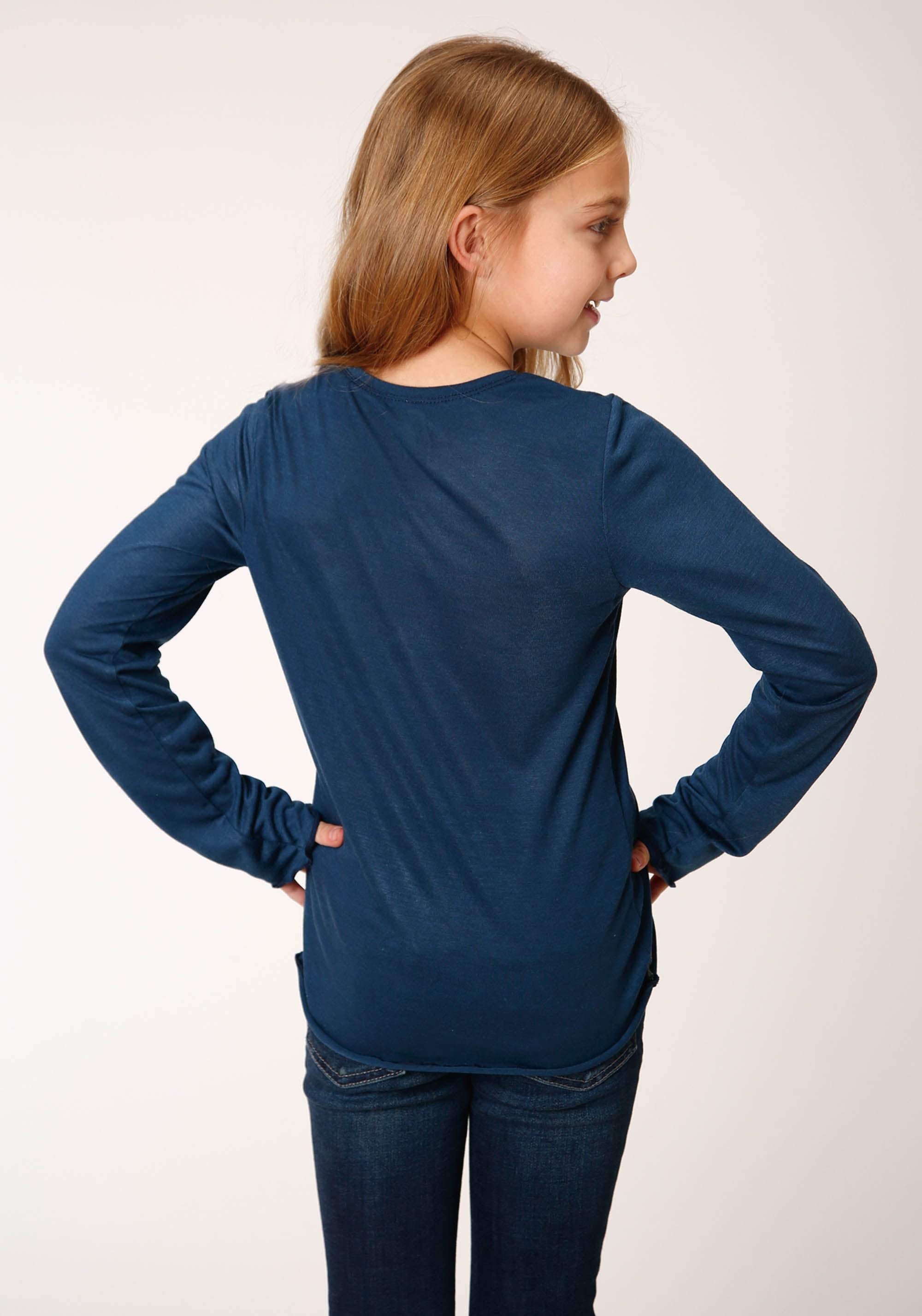 Roper Girls Long Sleeve Knit Poly Rayon Jersey Long Sleeve T T-Shirt - Flyclothing LLC