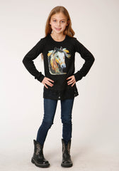 Roper Girls Long Sleeve Knit Poly Rayon Jersey Long Sleeve T T-Shirt - Roper