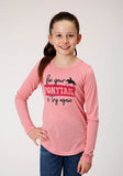 Roper Girls Long Sleeve Knit Poly Rayon Pink Jersey Long Sleeve T T-Shirt