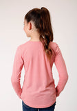 Roper Girls Long Sleeve Knit Poly Rayon Pink Jersey Long Sleeve T T-Shirt - Flyclothing LLC