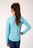 Roper Girls Long Sleeve Knit Poly Rayon Light Blue Jersey Long Sleeve T T-Shirt - Flyclothing LLC