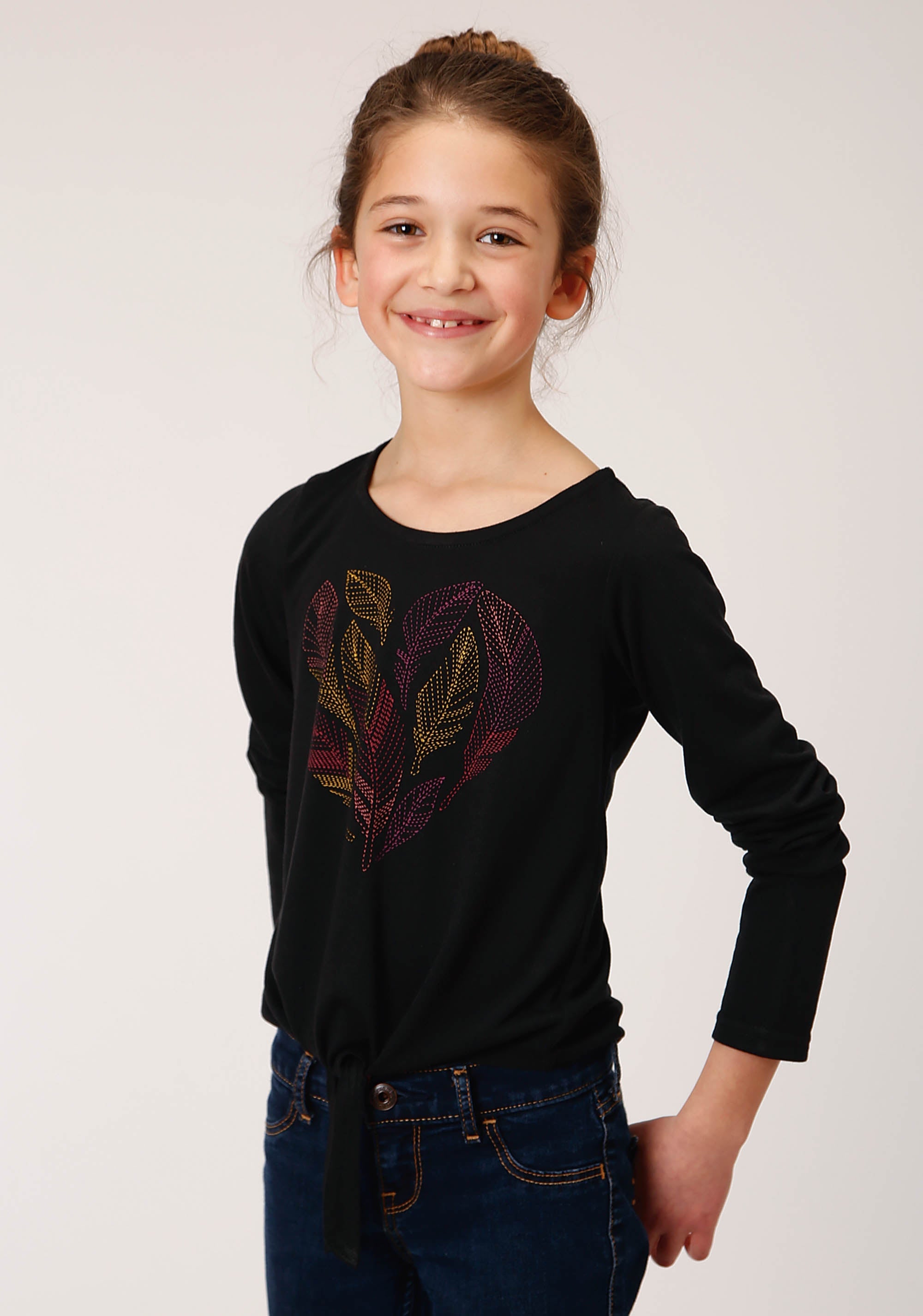 Roper Girls Long Sleeve Knit Poly Rayon Jersey Long Sleeve T T-Shirt - Roper