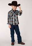 Roper Boys Long Sleeve Snap Crossing Dobby Plaid Western Shirt - Flyclothing LLC