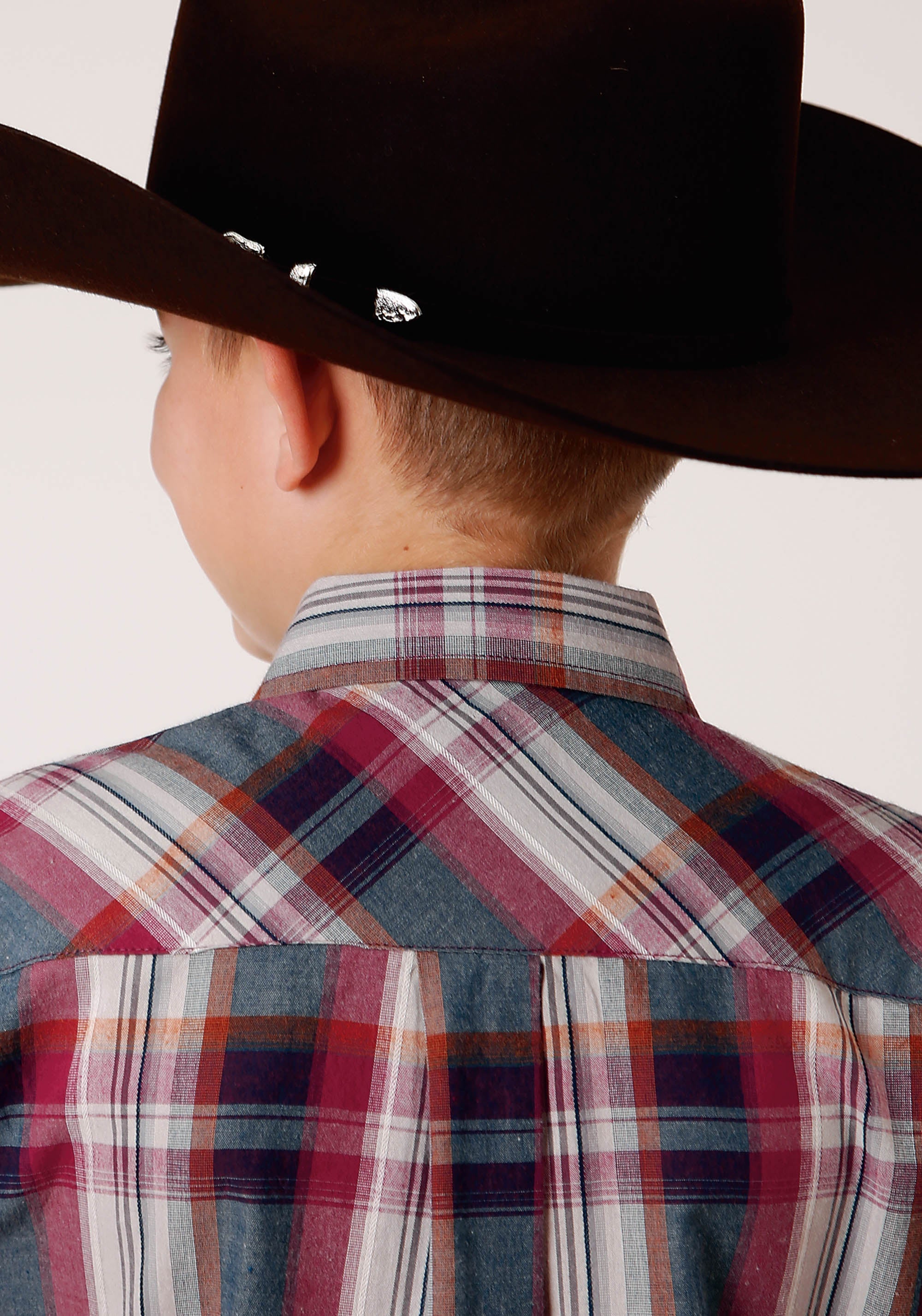 Roper Boys Long Sleeve Snap Honor Plaid Western Shirt - Flyclothing LLC