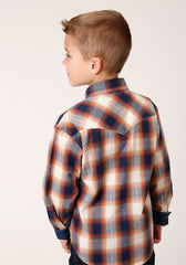 Roper Boys Long Sleeve Snap Arrow Dobby Western Shirt - Flyclothing LLC