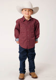 Roper Boys Long Sleeve Snap Texture Diamond Print Western Shirt - Flyclothing LLC