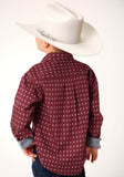 Roper Boys Long Sleeve Snap Texture Diamond Print Western Shirt - Flyclothing LLC