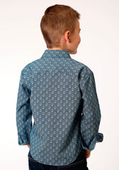 Roper Boys Long Sleeve Snap Paisley Grid Western Shirt - Flyclothing LLC