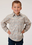 Roper Boys Long Sleeve Snap Dot Paisley Print Western Shirt