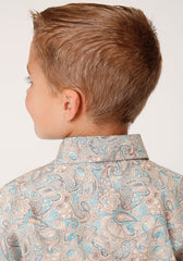 Roper Boys Long Sleeve Snap Dot Paisley Print Western Shirt - Flyclothing LLC