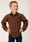 Roper Boys Long Sleeve Snap Vintage Paisley Western Shirt