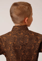 Roper Boys Long Sleeve Snap Vintage Paisley Western Shirt - Flyclothing LLC