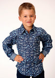 Roper Boys Long Sleeve Snap All Around Aztec Print Western Shirt