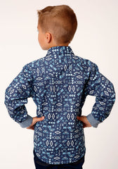 Roper Boys Long Sleeve Snap All Around Aztec Print Western Shirt - Flyclothing LLC