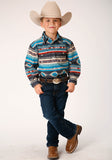 Roper Boys Long Sleeve Snap Aztec Blanket Print Western Shirt - Flyclothing LLC