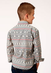 Roper Boys Long Sleeve Snap Tribal Texture Print Western Shirt - Flyclothing LLC